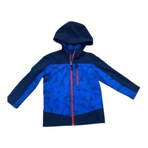Free Country Blue and Navy Hooded Jacket with Red Zipper